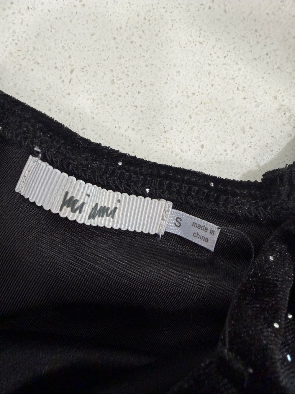 miami Black Velvet Long Sleeve Mini Dress with Silver Dot Detail - Picture 2 of 7